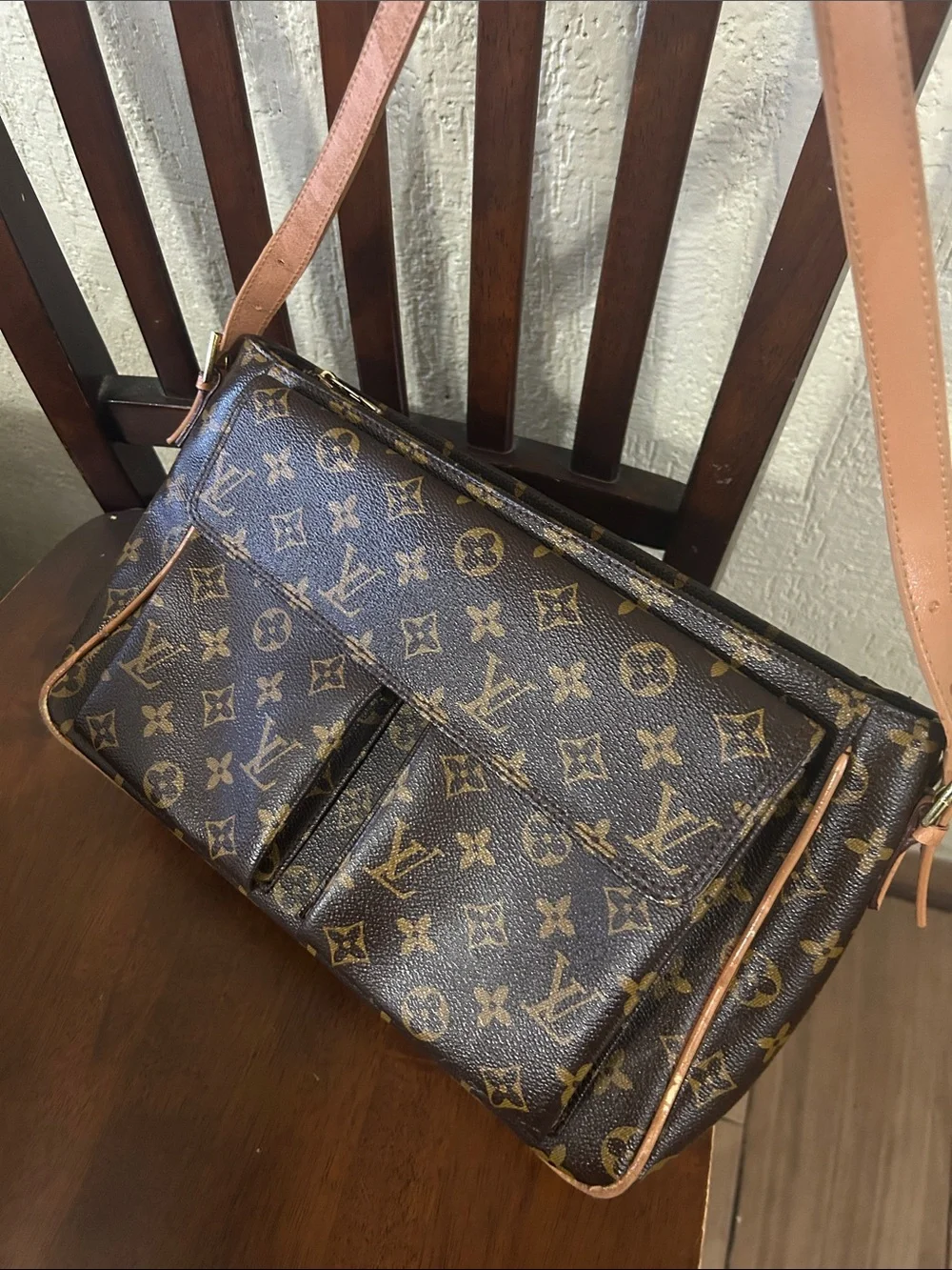 Monogram Canvas Brown and Tan Messenger Shoulder Bag